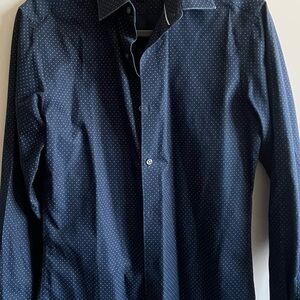 Men's Navy Blue Polka Dot Shirt